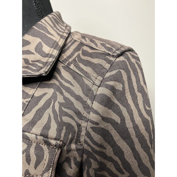 White House Black Market Women's Chocolate Brown Zebra Print Jacket Size 10 - Picture 6 of 16